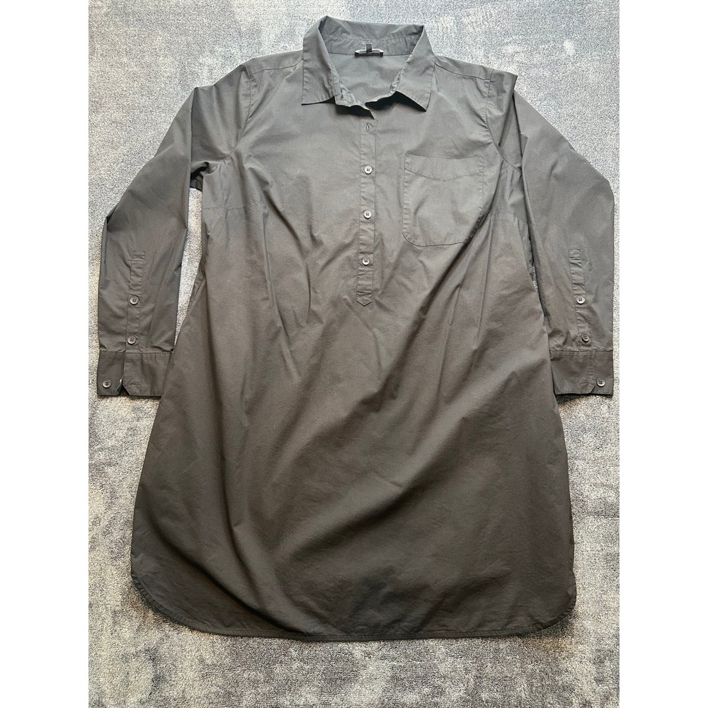 Universal Standard Gray Poplin Shirt Dress Small Cotton Blend Pocket - 228